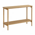 Table console rectangulaire en bambou naturel avec étagère 100 cm x 30 cm x 80 cm