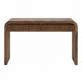 Table console de rangement en bois noyer avec 2 tiroirs 120 cm x 35 cm x 80 cm
