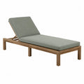 Chaise longue de jardin réglable 200 x 70 x 85 cm en acacia massif coussin polyester vert sauge