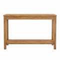 Table console rectangulaire avec étagère basse en MDF plaqué chêne et hévéa massif chêne naturel 120 x 35 x 80 cm