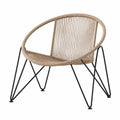 Fauteuil de jardin ovale en corde polyéthylène beige et acier peint noir 82 x 78 x 85 cm