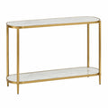 Table console à 2 niveaux plateau effet marbre blanc structure métal doré 100 cm x 30 cm x 80 cm