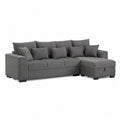 Canapé modulable d’angle droit en tissu gris avec méridienne 270 cm x 160 cm x 85 cm
