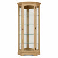 Vitrine d’angle en bois finition chêne clair et verre transparent 180 cm x 60 cm x 60 cm