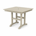 Table de jardin carrée 90 cm x 90 cm x 75 cm en polyéthylène haute densité beige sable avec trou parasol