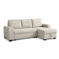 Canapé d’angle modulaire 3 places avec méridienne droite en tissu beige 228 x 160 x 85 cm