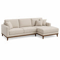 Canapé d’angle modulable 3 places avec méridienne droite en tissu beige 260 x 160 x 85 cm