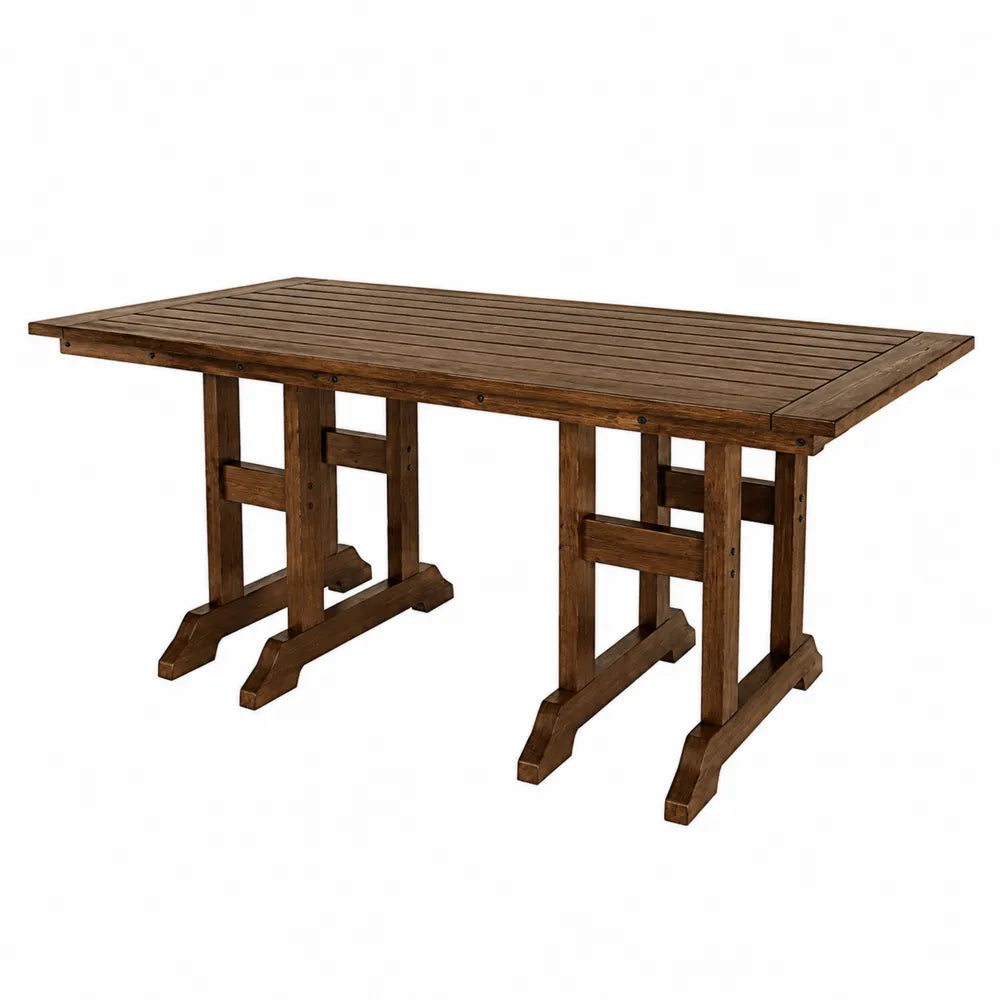Table de jardin rectangulaire 180 cm x 90 cm x 75 cm en bois massif naturel plateau à lattes